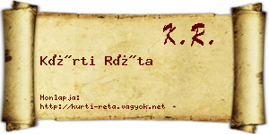 Kürti Réta névjegykártya